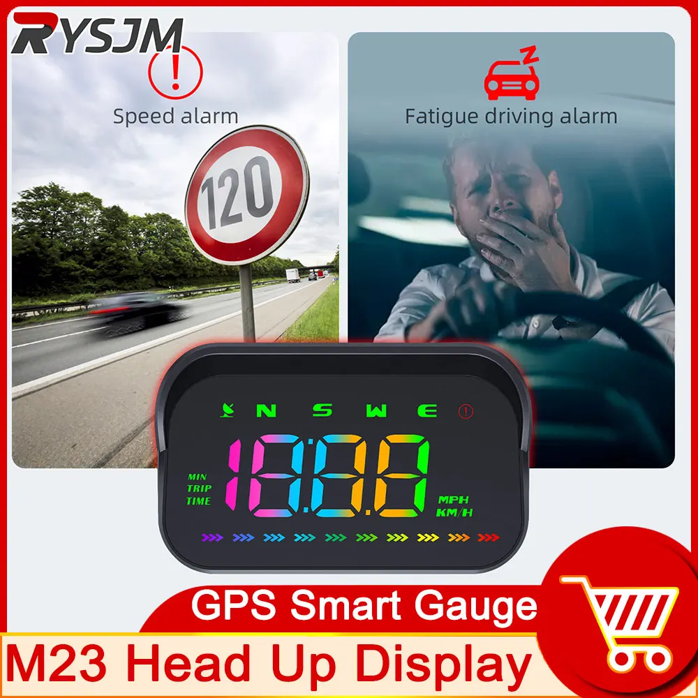 Car M23 GPS HUD Head Up Display With Alarm Overspeed Warning System Speedometer Projector Windshield Auto Electronic Alarm Syste