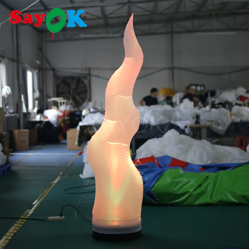 2m/2.5m/3m Led Inflatable Crooked Cone Inflatable Pillar Inflatable Tusk Decoration With 16 Colors-changing Bulbs For Events