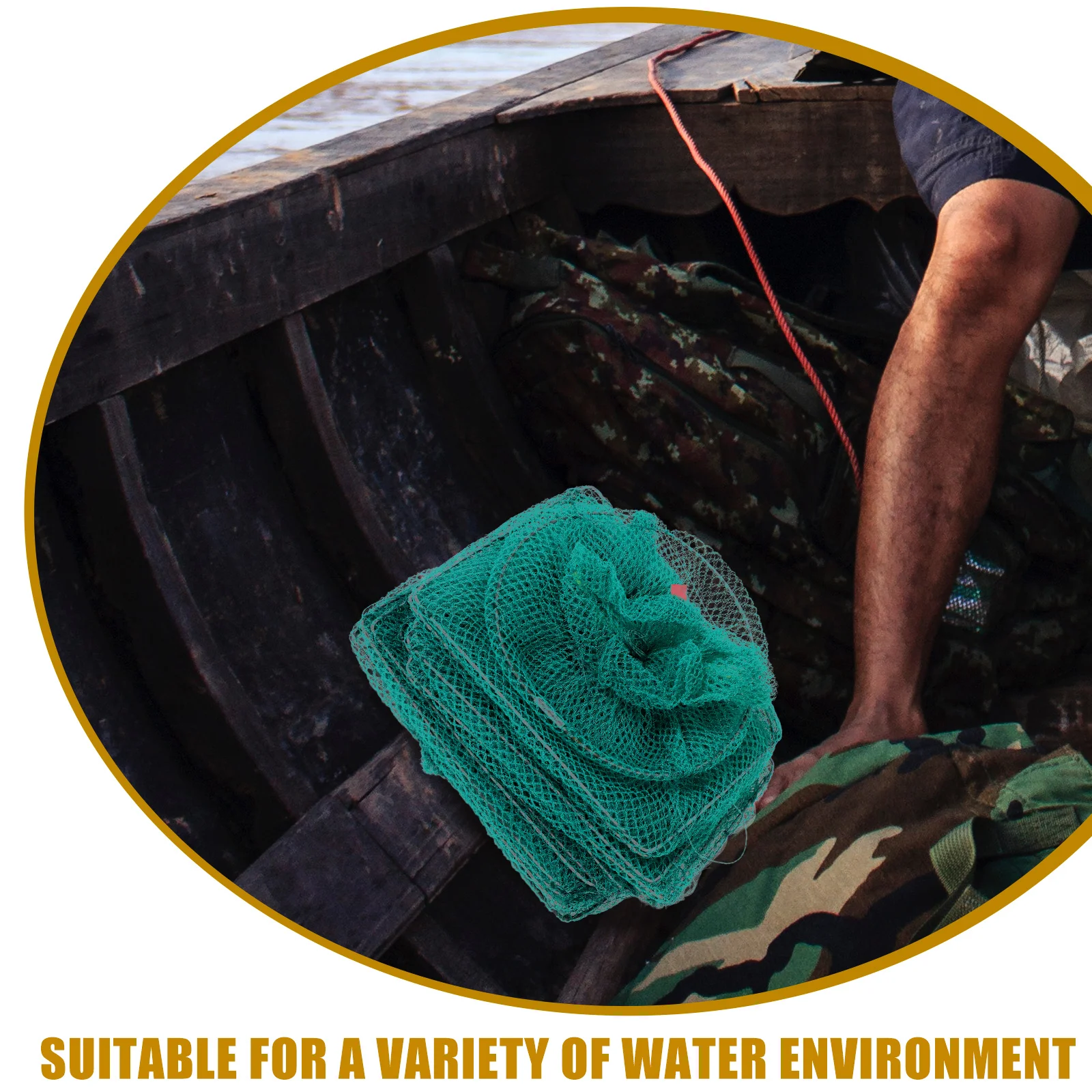 Collapsible 16-Section Fishing Net Cage Durable Nylon Multi-Purpose Shrimp Crab Trap Outdoor River Fishing Gear