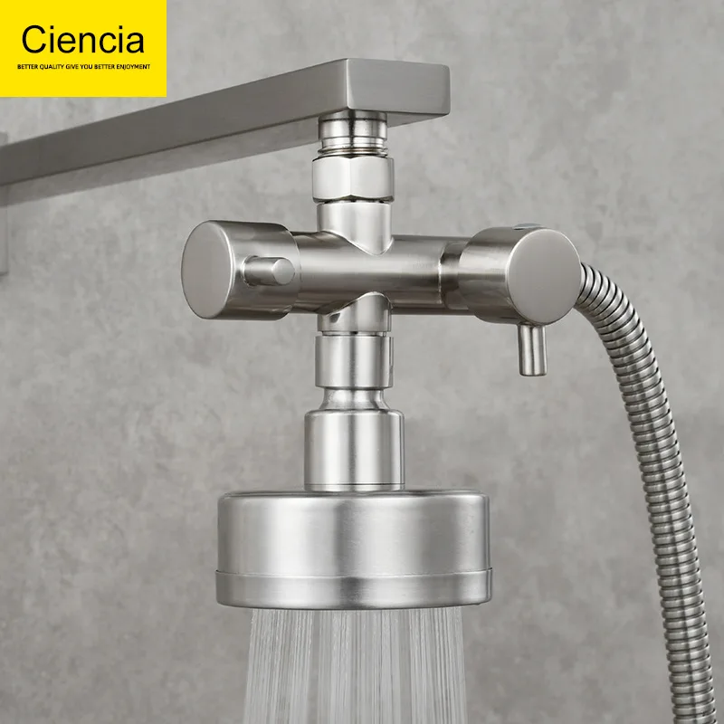 2025 Ciencia Brass Dual Shut-off Valve G1/2 T-Valve 3-Way Shower Diverter Y-Valve for Shower Head Bathtub Faucet 2 Handles Valve