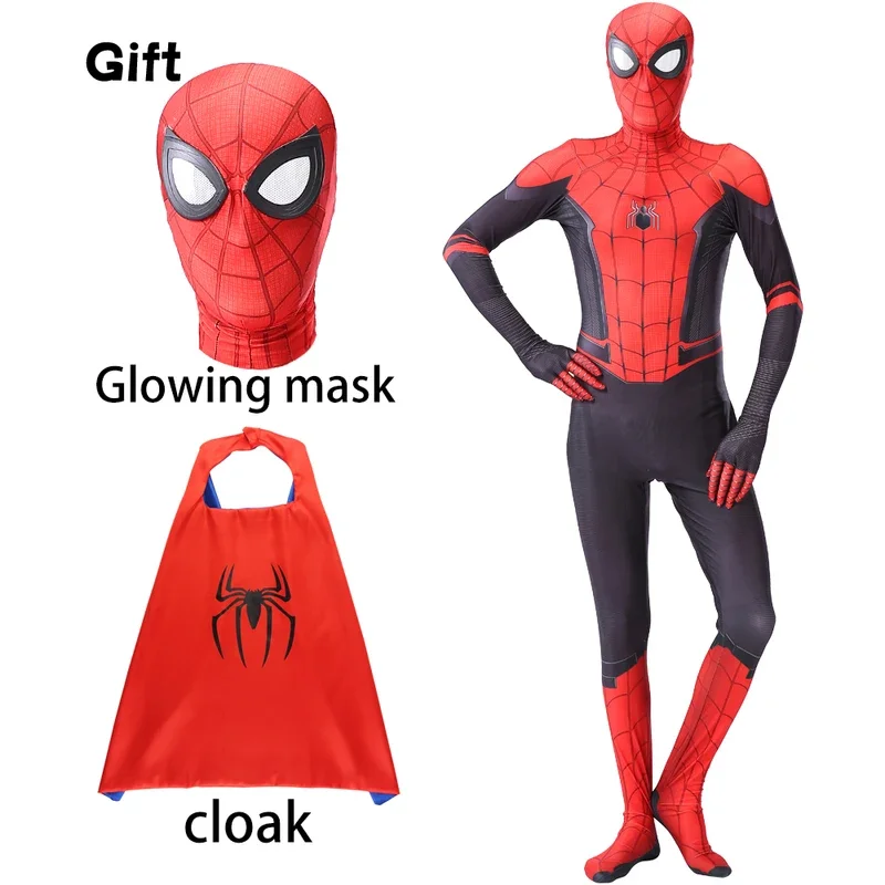 Movie FAR FROM HOME Spiderman Cosplay Kids Adults Costumes Superhero Bodysuit Spandex Suit Halloween Party Clothes