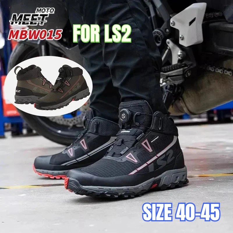 

FOR LS2 MBW015 Motorcycle Boots Water-repellent Motorbike High-top Shoes Men Casual ADV Boot Summer Riding Bota For Touring
