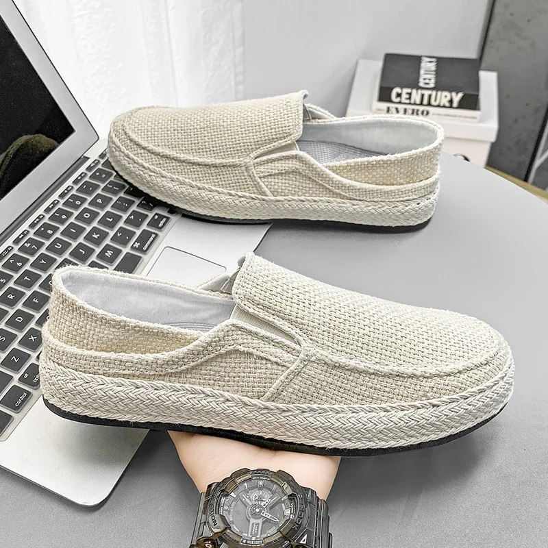 New Casual Shoes For Men Linen Men Loafers Summer Slip On Canvas Shoes Sneakers Wide Comfortable Men's Shoes 2023 Walking Shoes