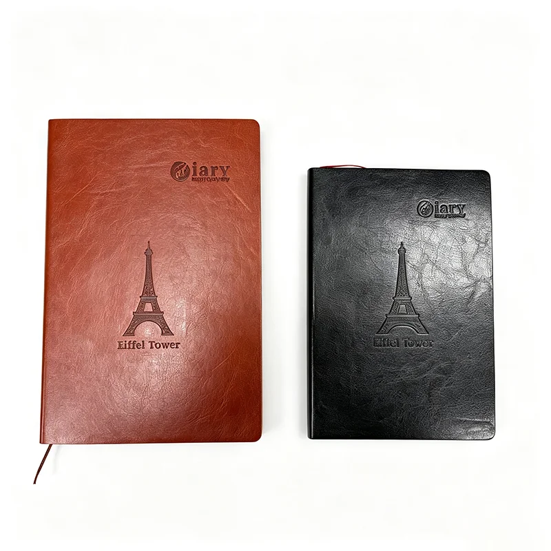 PU Leather Soft Cover Journal Sprayed Colored Edges Lined Notebook With Bookmark Ribbon School Office Writing Supplies 2 Sizes