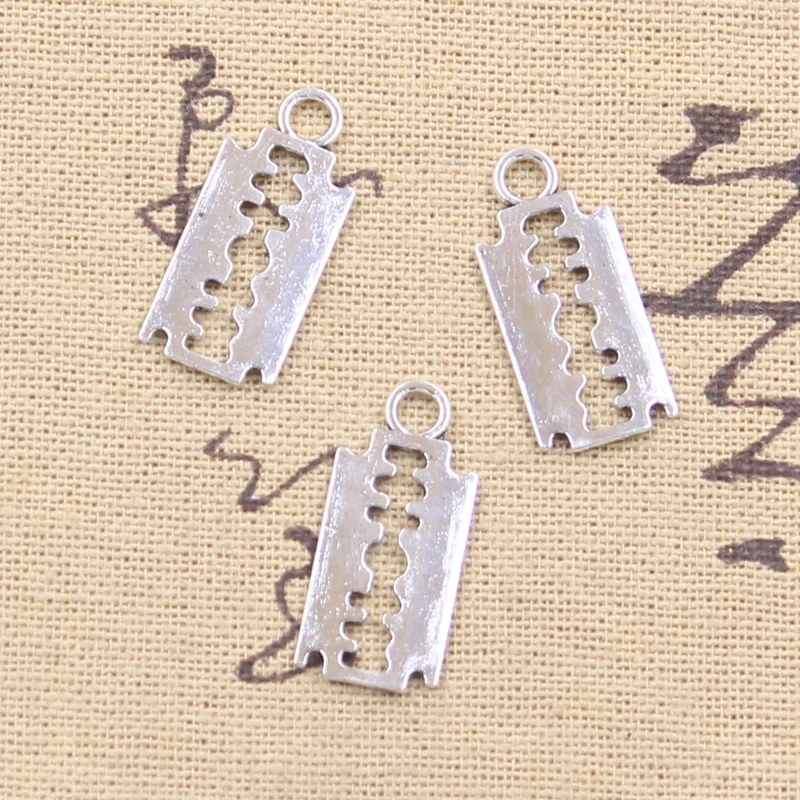 30pcs Charms Knife Razor Blade 24x11mm Antique Silver Color Pendants Tibetan Findings DIY Handmade Making Craft