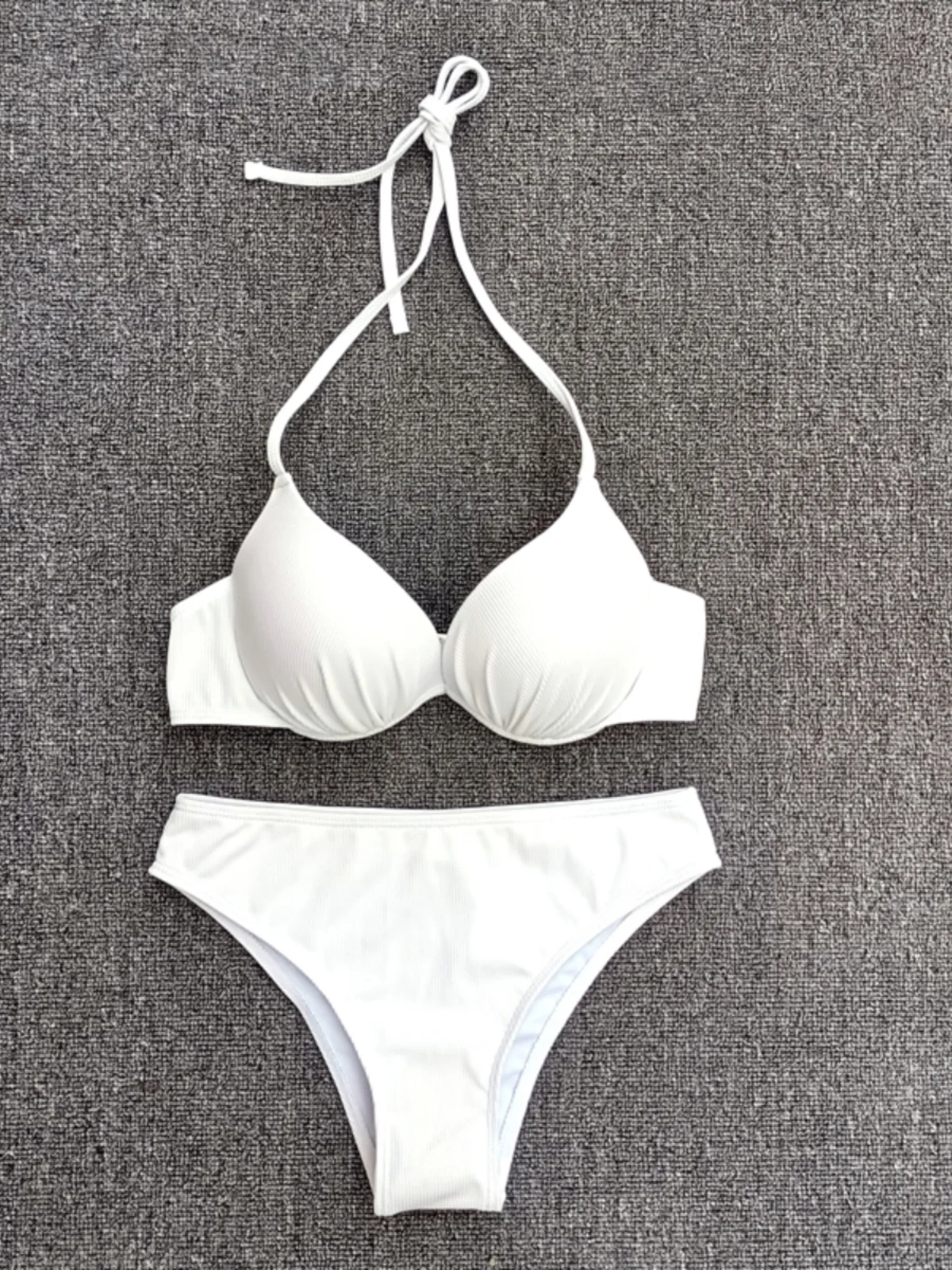 

2024 New Sexy Tee-Point Bikini Swimming Suit Women's e Small Chest Steel Braet Gathered White Art Exnation