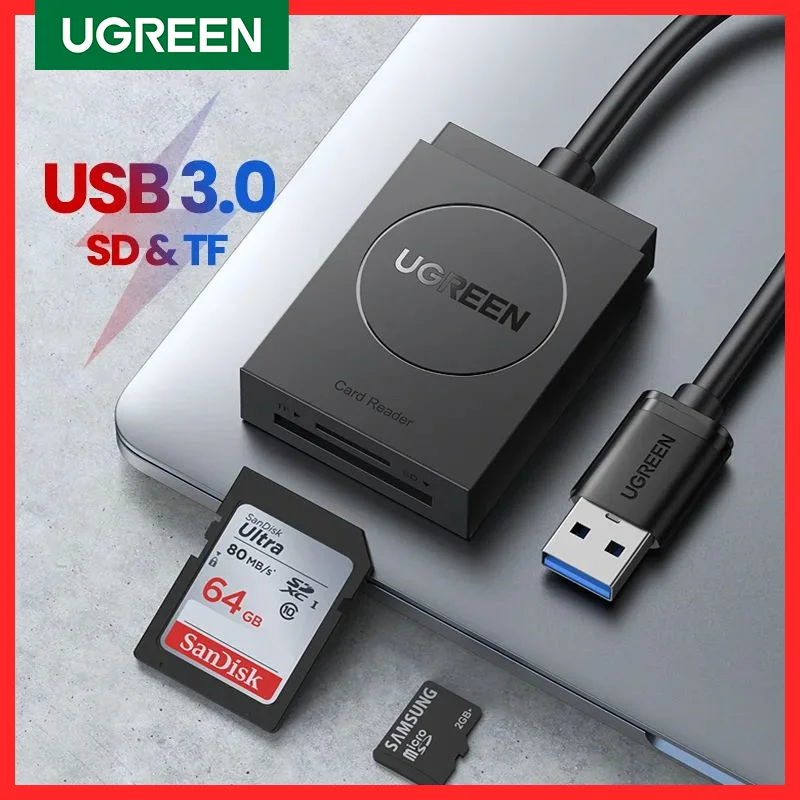 Устройство чтения карт памяти UGREEN, USB 3,0, SD Micro SD, TF адаптер для ноутбука OTG, Micro USB на мульти-кардридер, USB 3,0, адаптер для карт памяти