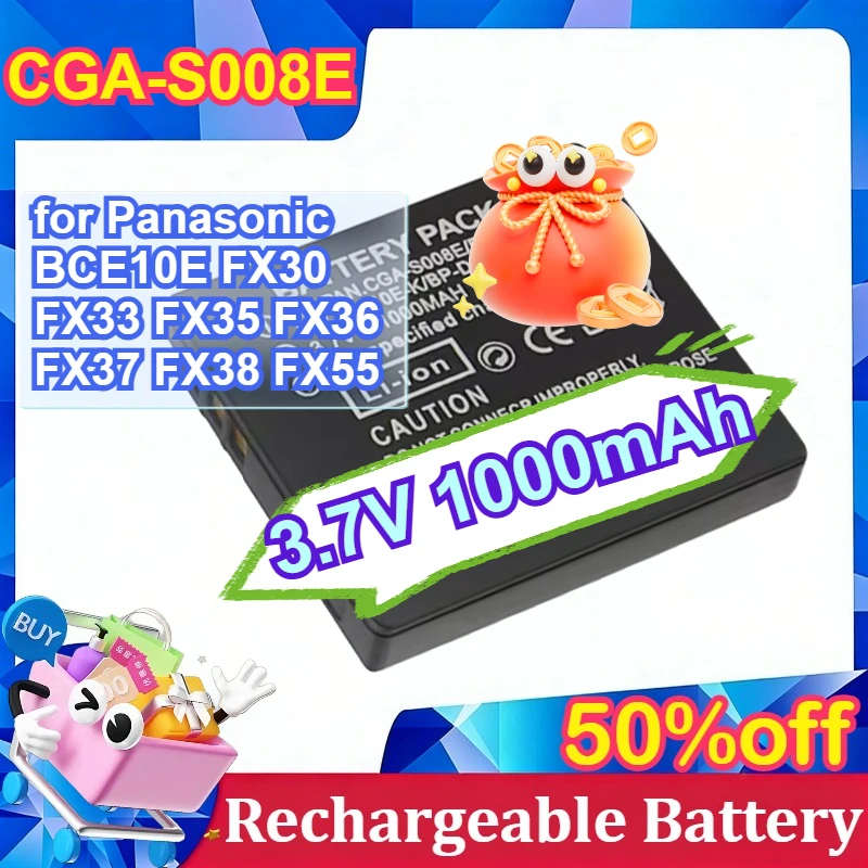 

CGA-S008E 3.7V 1000mAh Camera Battery with Charger for Panasonic BCE10E FX30 FX33 FX35 FX36 FX37 FX38 FX55