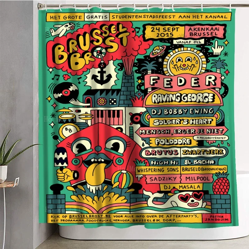 Brussels Lollapalooza Green Creative Music Festival Concert Tour Event Poster Shower Curtain By Ho Me Lili For Bathroom Decor