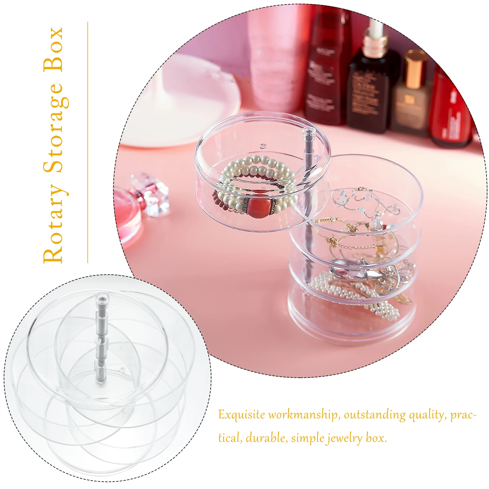

Rotating Storage Box Multi layer ganizer Desktop Holder Rotatable Jewelry Case High Quality Plastic Large Capacity