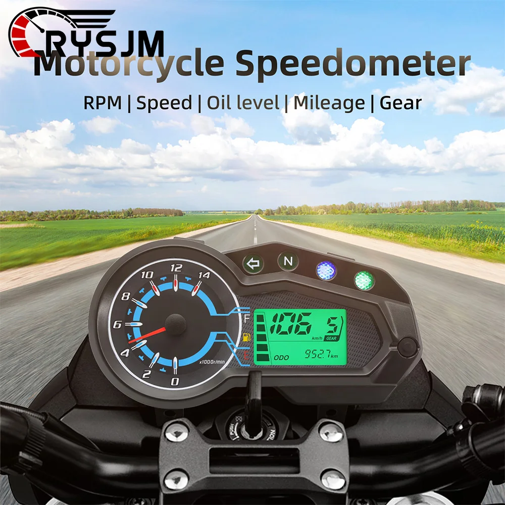 Motorcycle Speedometer Odometer Tachometer Total ODO TRIP Motorcycle Dashboard Instrument Panel Meter For 1,2,4 Cylinder Motor