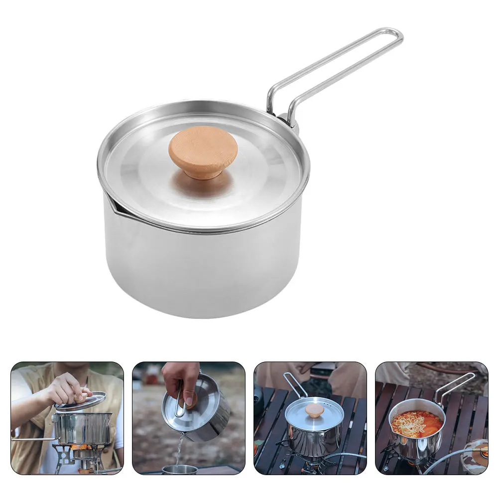 

Portable Outdoor Camping Cookware Set Compact Stainless Steel Cooking Pot For Hiking Picnic Bbq Lightweight Foldable Water
