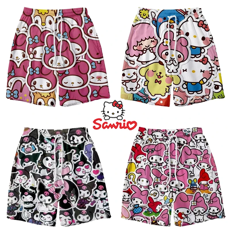 Sanrio Hello Kitty Shorts Summer Man Casual Sports Prints Breathable Beach Shorts  Soft Sweat Comfortable Sport Clothes Gifts