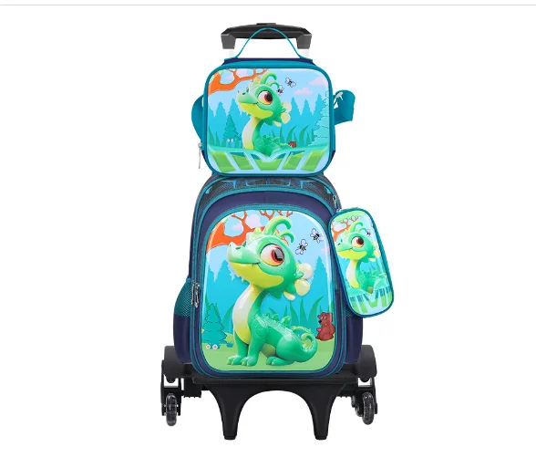 School Wheeled Backpack Set 3 pcs/set Football  School Rolling Backpack for boys  Elementary School Bookbag Satchel With Wheels