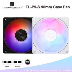 Thermalright TL-P9 Case Fan 90mm PWM CPU Cooling Fan 2200RPM 5V 3PIN ARGB Chassis Cooler Fans TL-P9-S PC Components