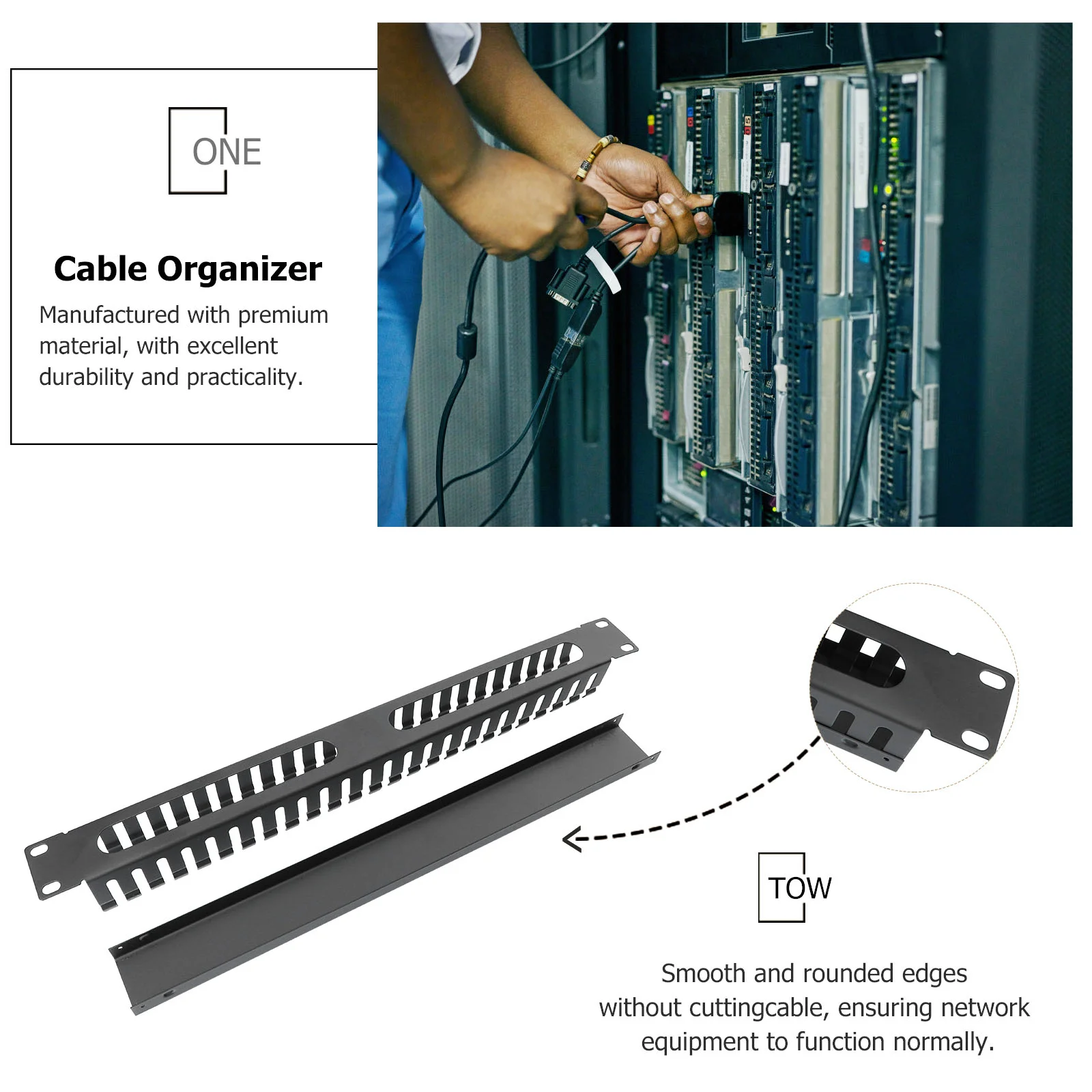 Metal Offline Rack Cable Manager Frame Management Organizer Server Cold Rolled Steel Plate 24-Slot