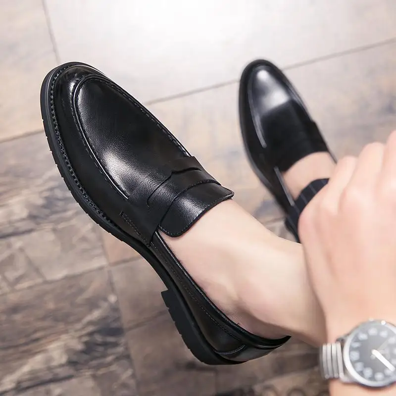 

Men's Black Dress Shoes Artificial Patent Leather Lace-up Platform Business Party Dress Luxury Leather