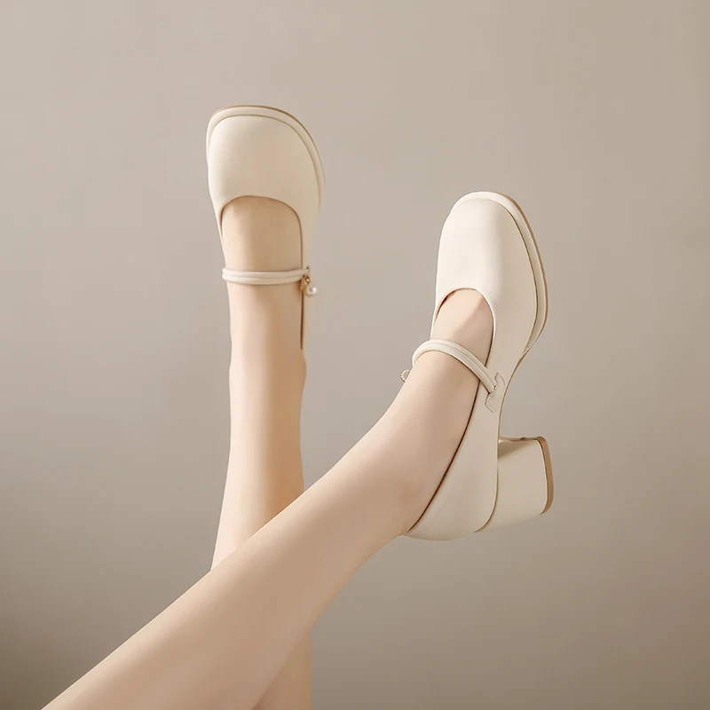 Ladies Shoes on Sale 2024 Closed Toe NEW  Women's High Heels Outdoor Elegant High Heels Square Heel Round Toe Shoes Female New