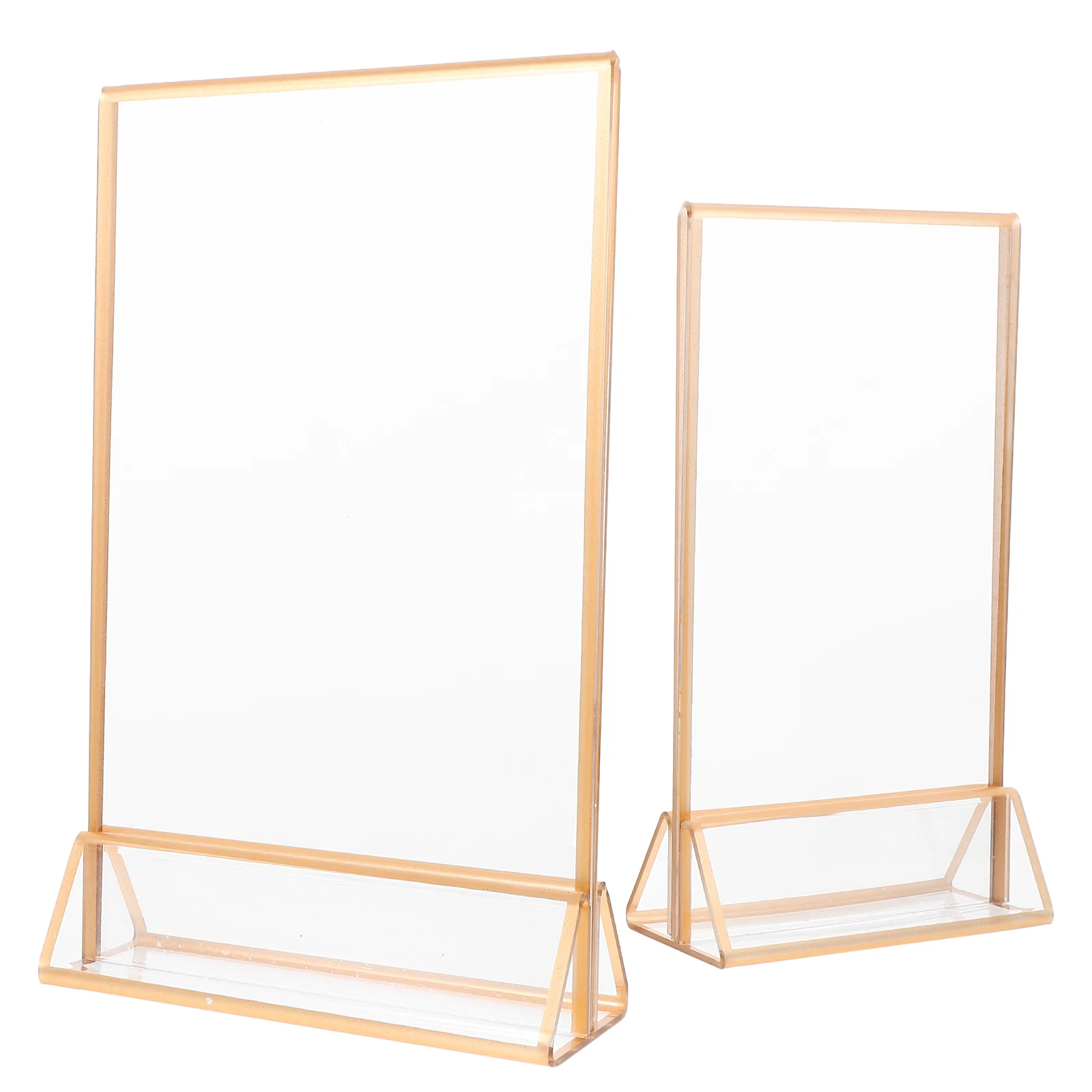 

2Pcs Acrylic Number Sign Holder Golden Transparent 4X6 5X7 Inches Display Stand for Retail Supermarket Exhibition Advertising