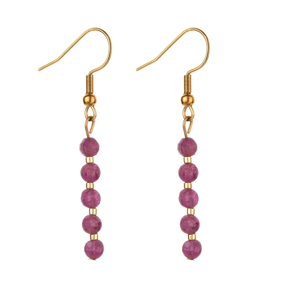 ZMZY Cute Minimalism Design Natural Stone Earrings for Women Vintage Colorful Hanging Dangle Boho Statement Gift