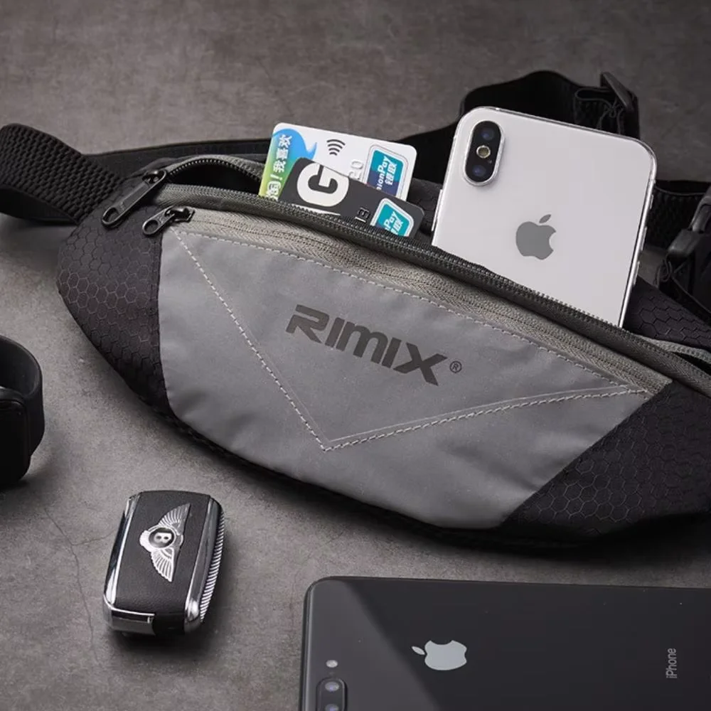 RIMIX Unisex Running Belt Waist Bag Reflective Waterproof Adjustable Sport Band for Marathon Jogging Outdoor Fitness Gym