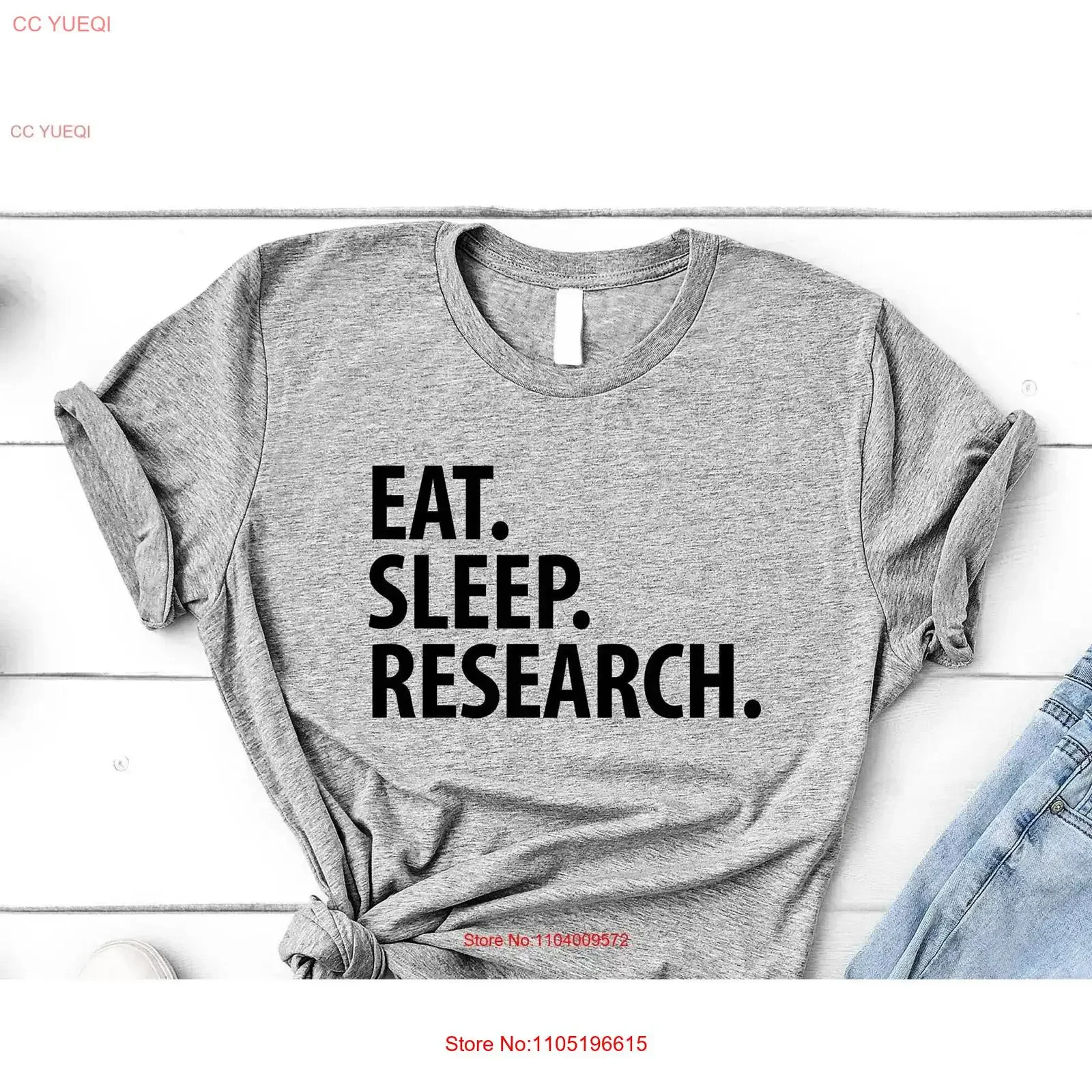 Research T Shirt Eat Sleep s 3720 vintage Washed Soft Comfortable streetwear Stylish Stretched Versatile Slightly