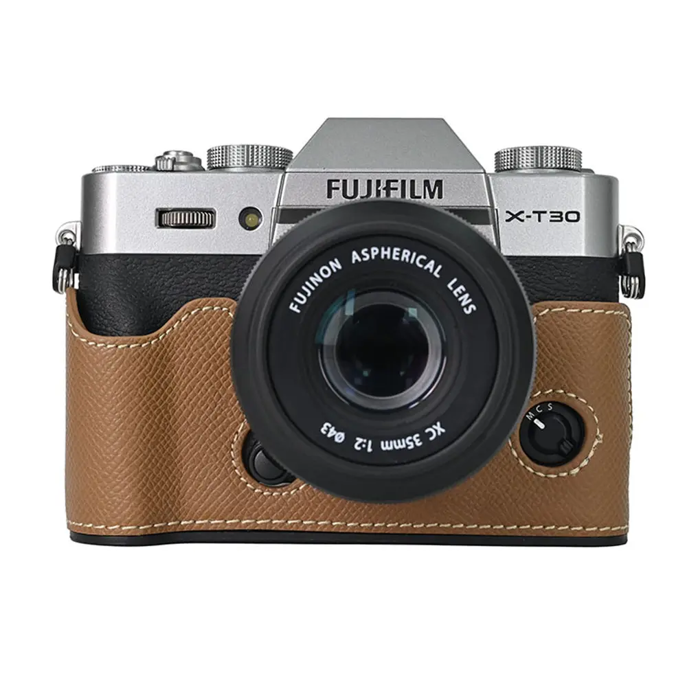 Palm Lines PU Leather Half Body Case For Fujifilm XT30 Fuji X-T30 XT30II XT20 XT10 Battery Opening Camera Bottom Cover