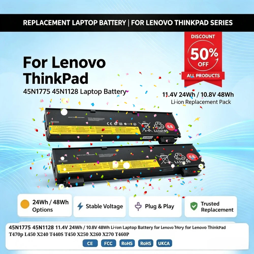 45N1775 45N1128 11.4V 24Wh/10.8V 48Wh Li-ion Laptop Battery for Lenovo ThinkPad T470p L450 X240 T440S T450 X250 X260 X270 T460P