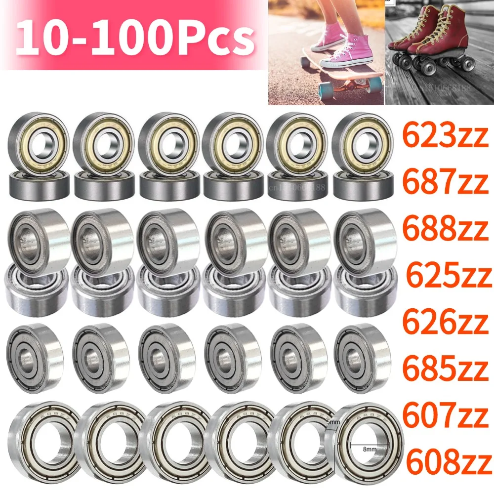 10-100 Stuks Kogellagers 608zz 623zz 625zz 626zz 685zz 688zz 607zz Diepgroef Koolstofstaal Voor Skateboard Rollagers