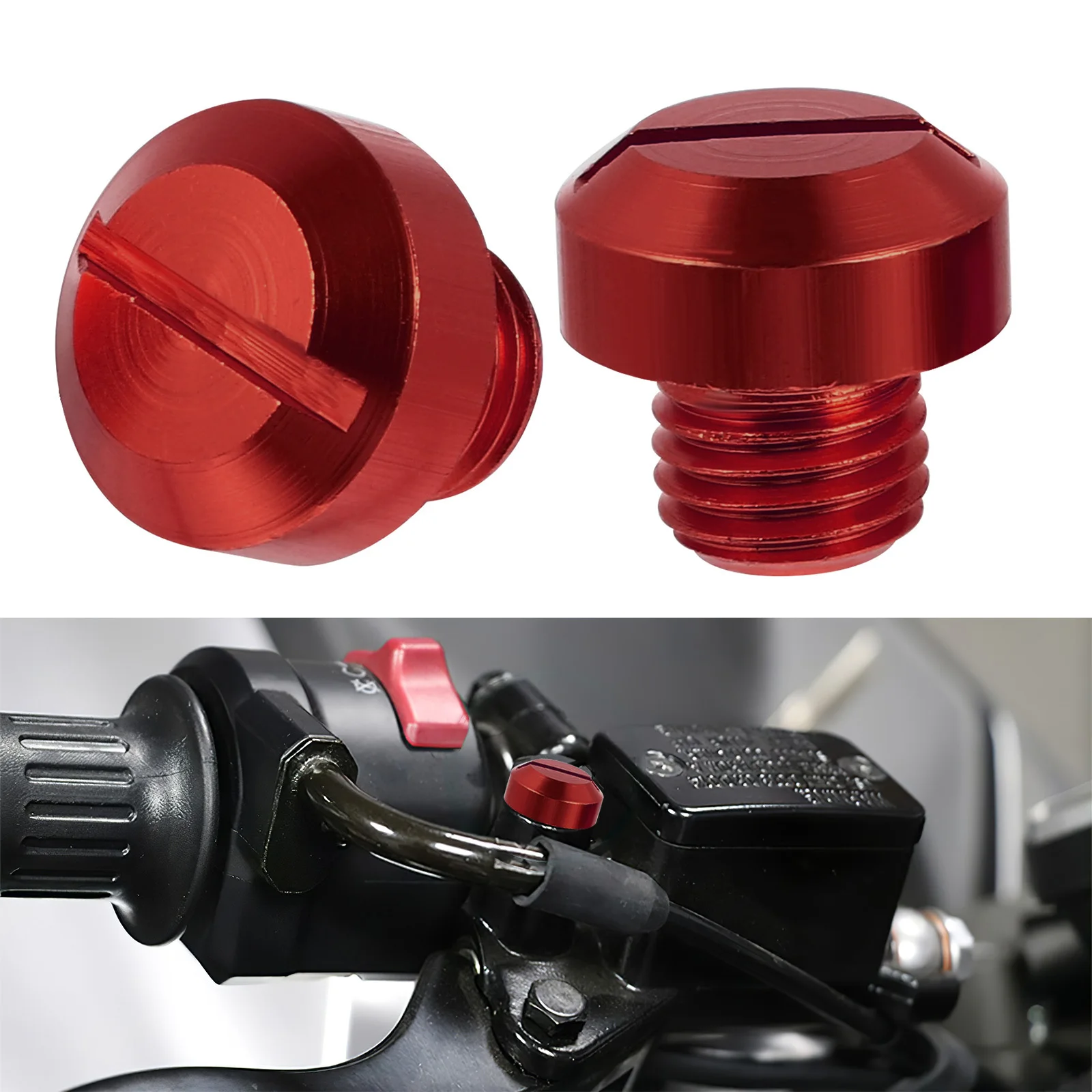 

2Pcs Motorcycle Mirror Hole Screws Aluminum Alloy Replacement Mirror Blanking Caps Durable Covers for Rear View Mirrors