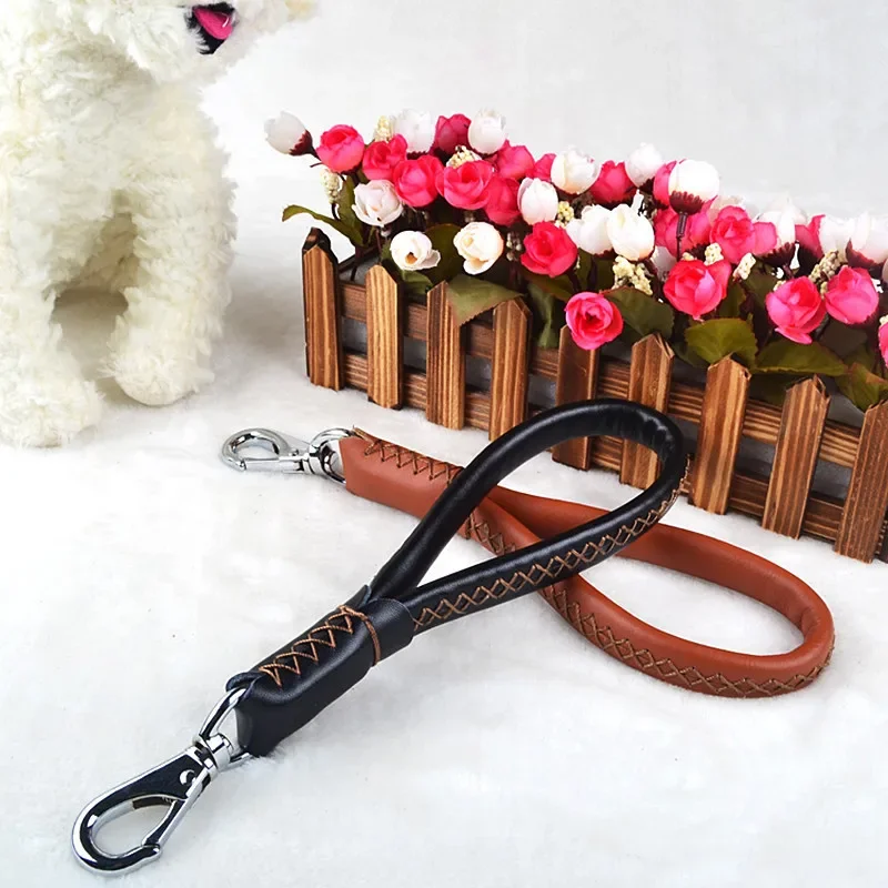 Collares y correas de cuero para perros, correa corta de alta calidad para mascotas, cuerda de tracción para perros, accesorios para razas, P20, 1