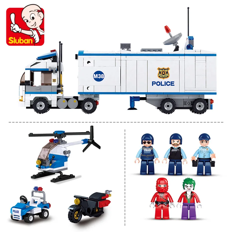 Sluban Building Block Toys City Police 572PCS Bricks B0376 Mobile Police Command Station Compatbile With Leading Brands