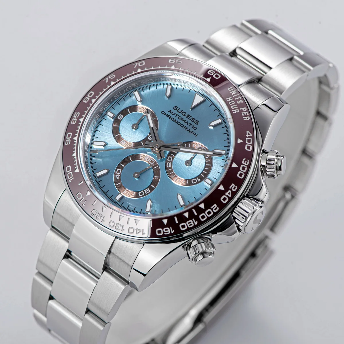 Sugess Panda Chronograph Uhrwerk Automatische mechanische Chronograph Armbanduhr Wasserdicht Tauchen Herrenuhren Keramiklünette Tona – Detail 22