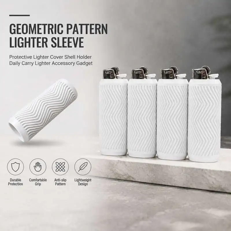 Geometric Pattern Lighter Sleeve Protective Lighter Cover Shell Holder Daily Carry Lighter Accessory Gadget