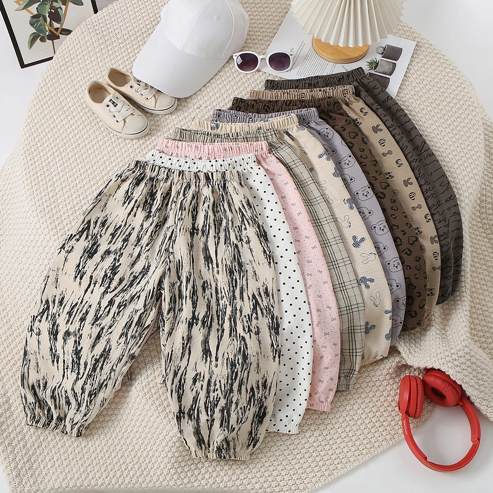 Children's Leisure Pants Summer New Boys Girls Mosquito Proof Pants Baby Thin Loose Costume Wear Outside Cute Muslin Clothes