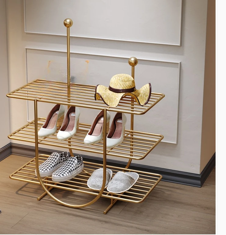 

Nordic Style Iron Entry Shoe Rack Simple Door Installation-Free Multi-Layer Metal