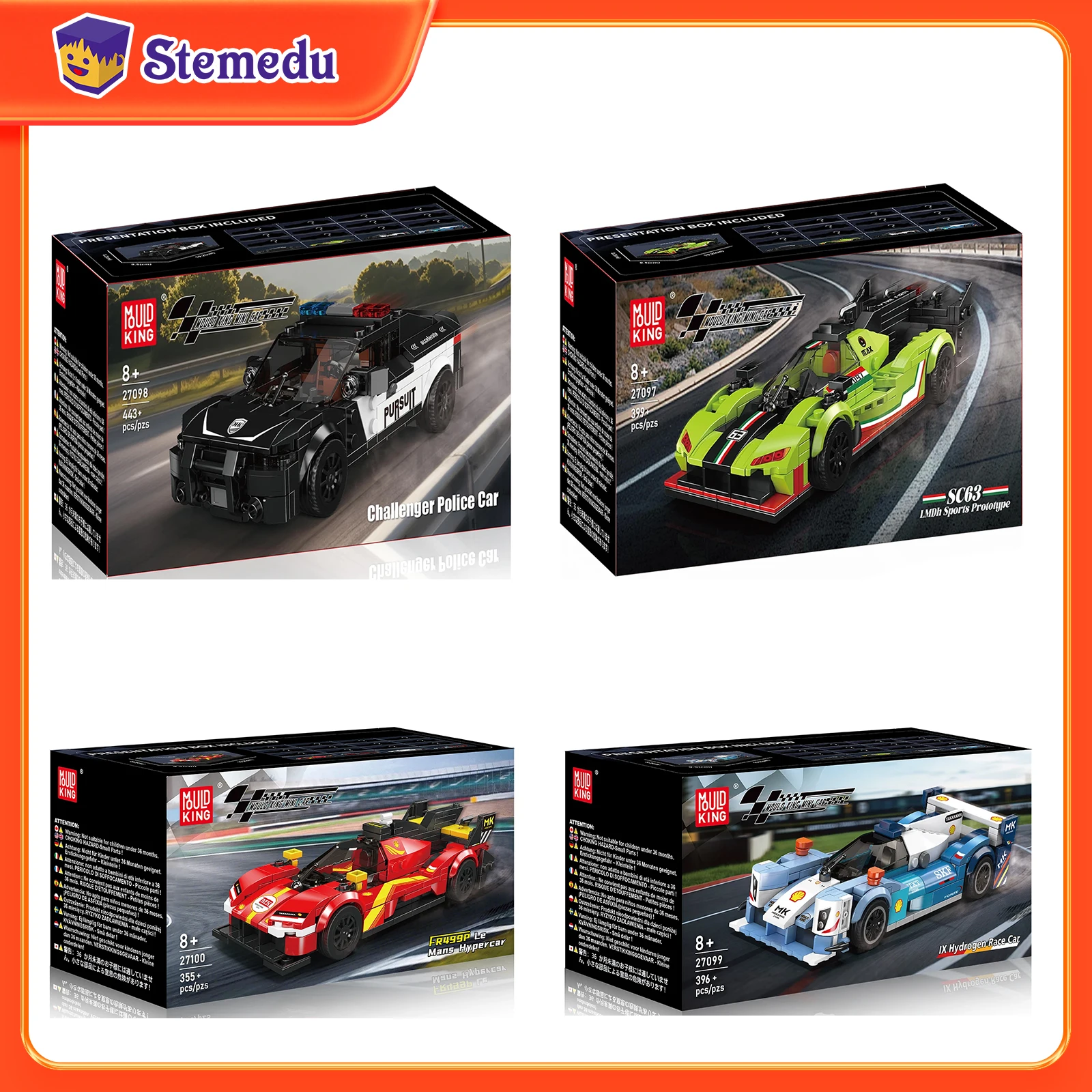 

Mould King 8-Grid Car Model Mini Building Blocks Set with Display Box, Creative DIY Bricks Toy for Kids Holiday Gift