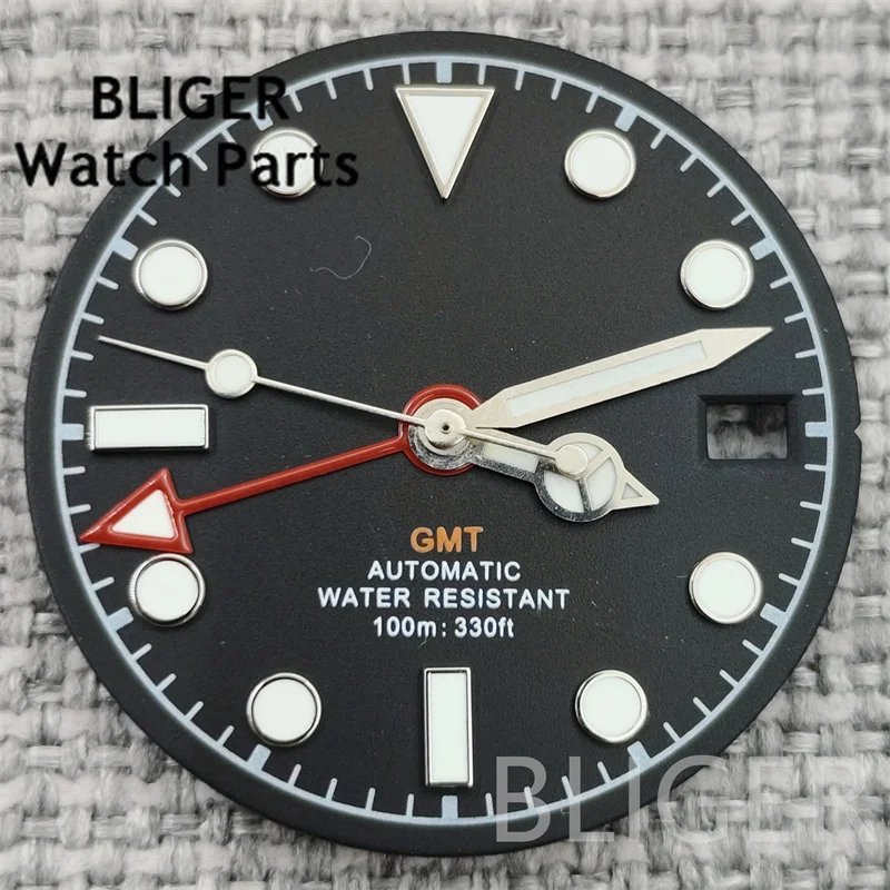 ساعة بليجر بتوقيت جرينتش الطلب NH34 الهاتفي NH34 الأيدي أربعة أيدي الأخضر مضيئة ساعة الطلب صالح GMT NH34 حركة استبدال أجزاء الساعة