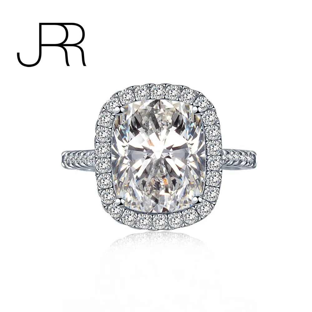 

JRR High Quality 925 Sterling Silver Crushed Ice Cut High Carbon Diamond Gemstone Wedding Engagement Ring Fine Jewelry Wholesale