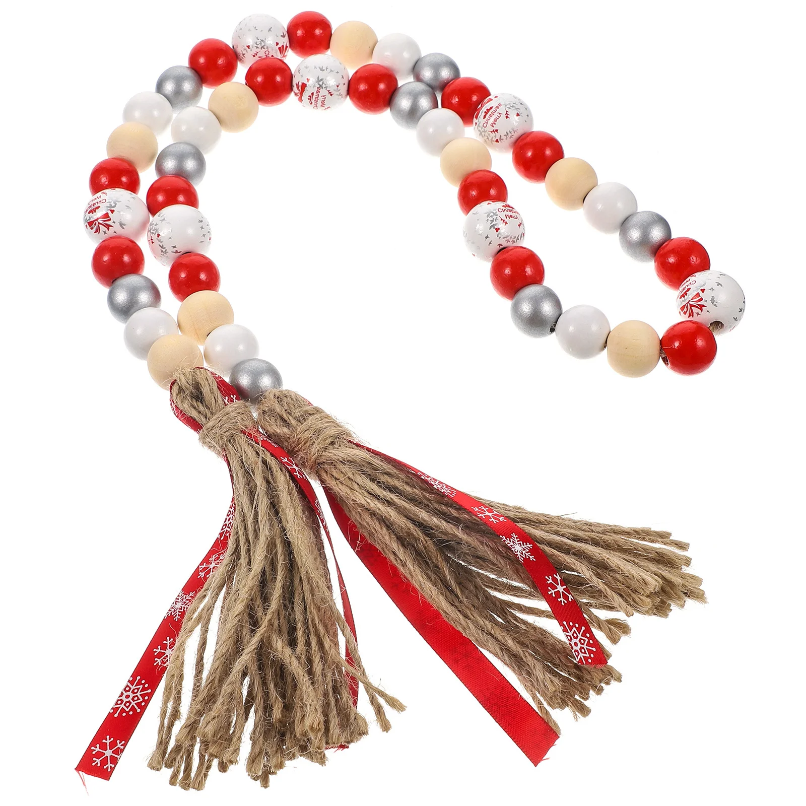 

Wood Bead Garland Xmas Tassels Wooden Home Adornment Exquisite Craftsmanship Comfortable Hand Touch Fireplace Ornament