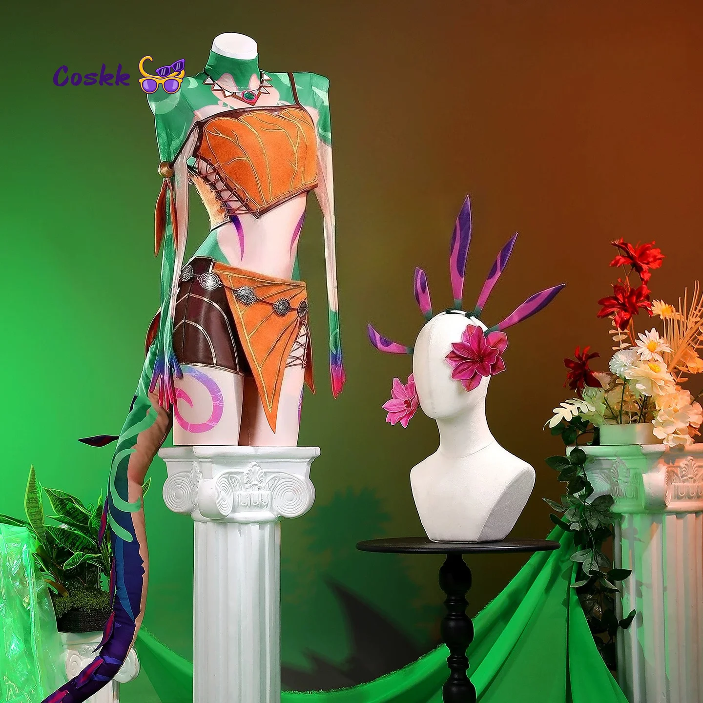 Disfraz de cosplay de Neeko, el camaleón curioso del juego LOL, para mujer, disfraz de Neeko, traje de fiesta de Halloween, conjunto completo con colas