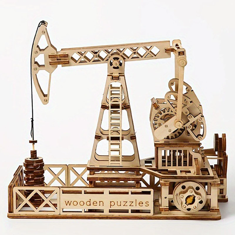 

3D деревянный пазл-конструктор: Модель нефтепромыслового насосного агрегата, механический сборочный набор DIY, игрушка-подарок для детей и взрослых
