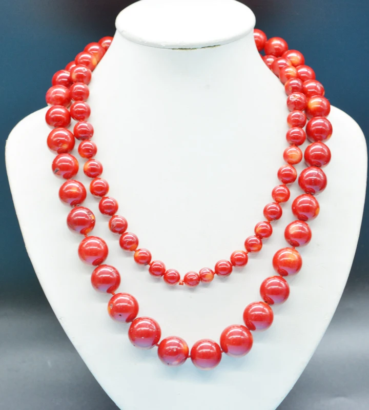 Exquisite coral necklace. 10-18MM natural red coral round bead necklace. Classic African Chief Lady Jewelry 42