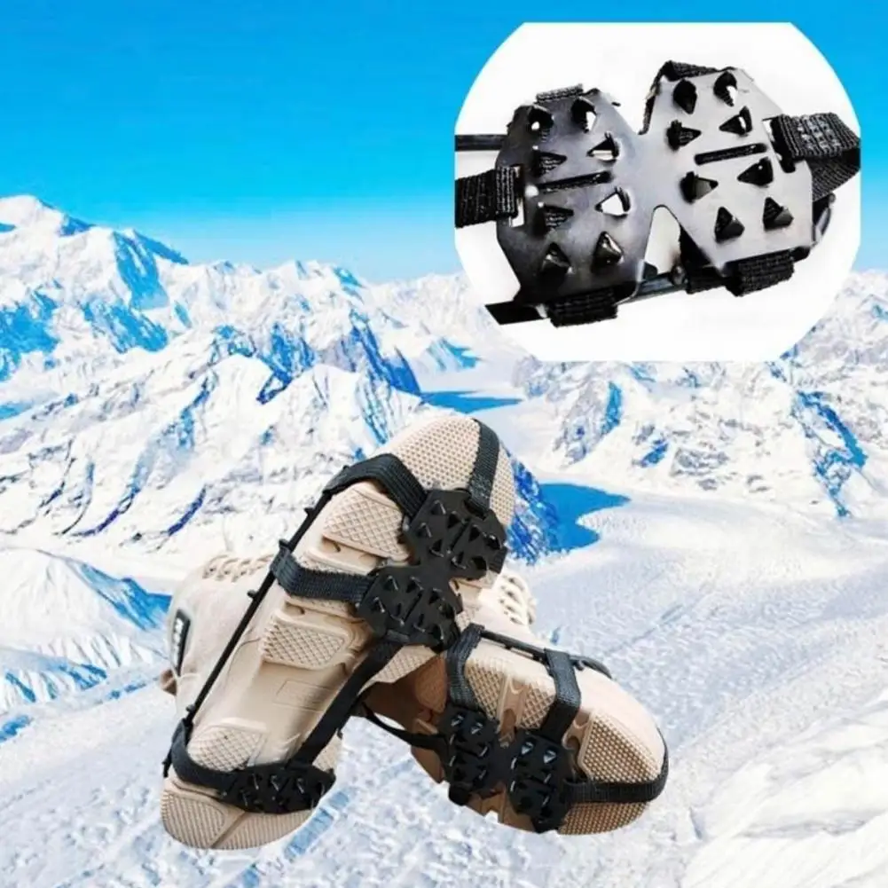 Crampones antideslizantes para exteriores, juego de zapatos antideslizantes para escalada en hielo, montañismo, nieve, 24 dientes