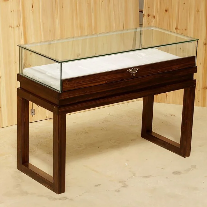 

Custom. [Atmospheric Display] Jewelry Showcase Solid Wood Museum Ancient Showcase Jade Jade Counter Exhibition Hall Retr