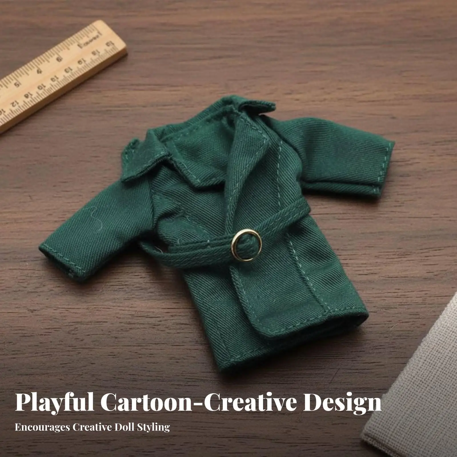 OB11 Doll Coat Long Design 1/12 Scale Doll Outerwear Belted Design Miniature