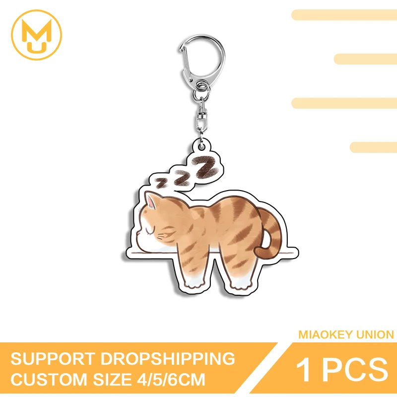 Cat Prone Position Sleep High Quality Acrylic Keyring Charming Sunscreen Versatile Enchanting Photo Keychain Fashionable Props