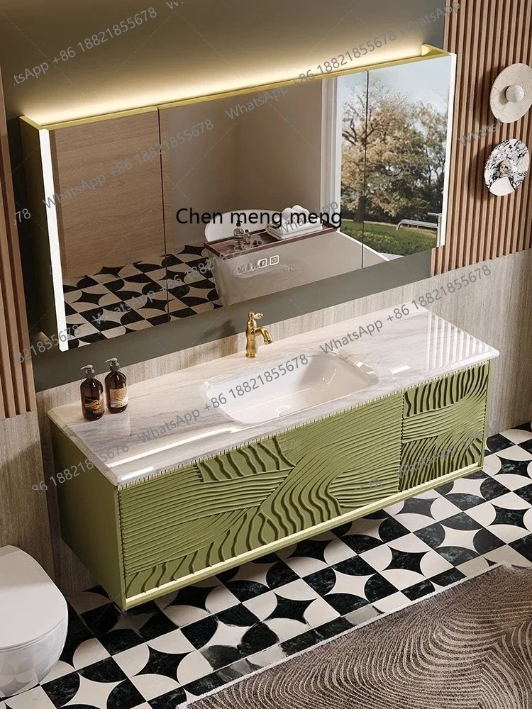 

X Light luxury bathroom cabinet combination Minimalist bathroom Luxury stone washbasin High-end hand washbasin