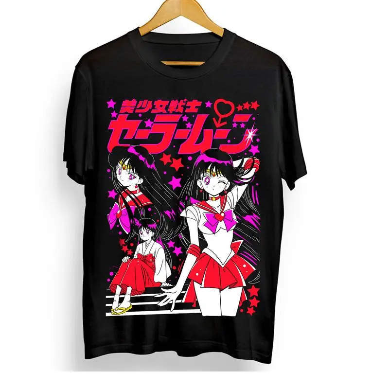 Sailor Moon T-Shirt Anime Unisex Retro Vintage Baumwolle Grafikdruck Übergroßes Kurzarm-Streetwear Hip Hop Casual Fitness Neu