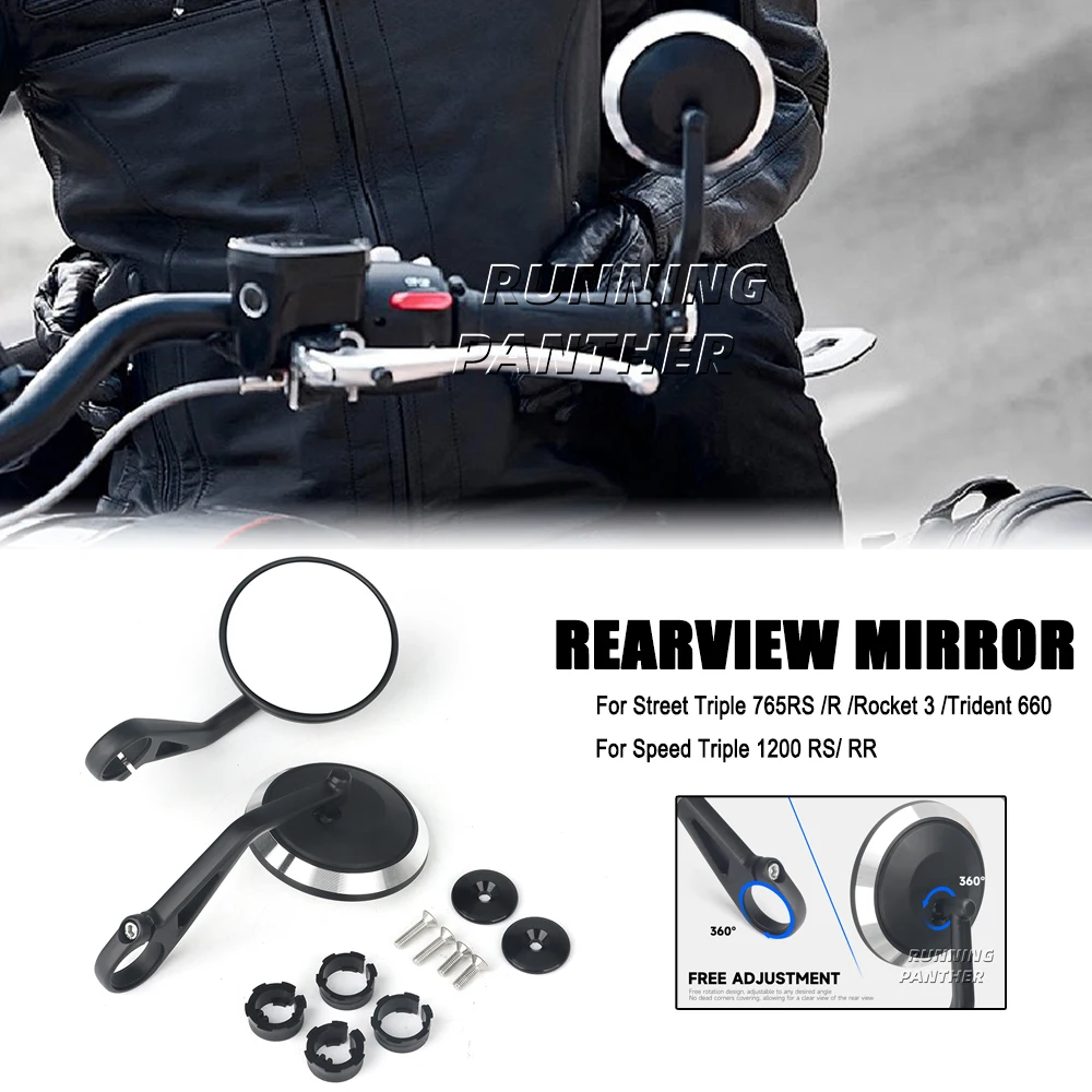 

Motorcycle CNC Handlebar Handle Bar Rearview Side Mirrors Bar End Mirror Kit For Rocket 3 Street Triple S 765 RS R 765RS 765R